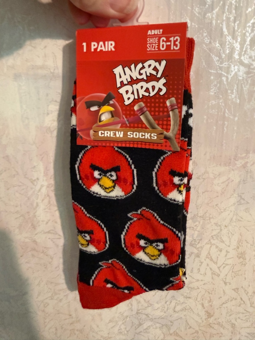 Angry Bird Red & Black Crew Socks, So Much Fun! For The Angry Man In Your Life!
